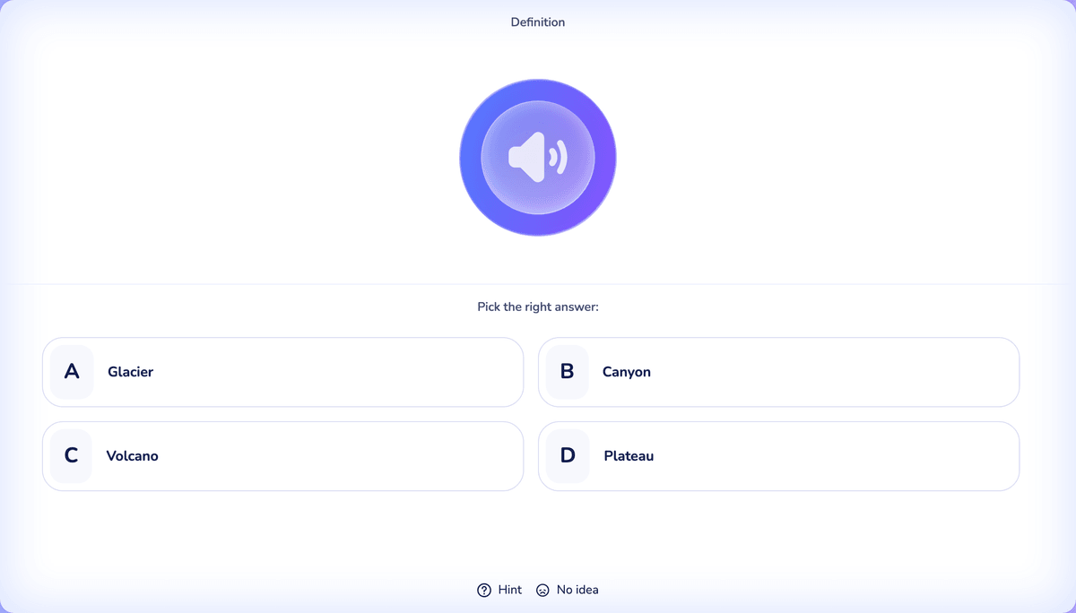 The multiple-choice quiz game with four answer options
